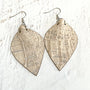 White Crocodile Cork Fabric Earrings - Lightweight Vegan Leather Alternative