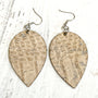 Cork Fabric Earrings - White Crocodile Pattern | Lightweight Vegan Leather Alternative