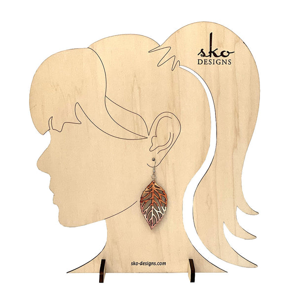 Handcrafted Leaf Earrings - Delicate Fall Pattern | Lightweight Wood Statement Jewelry