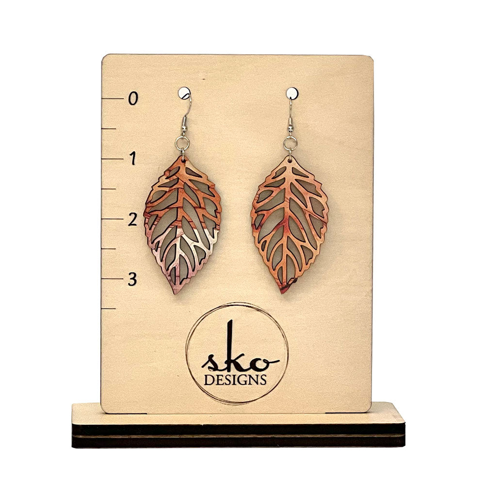 Handcrafted Leaf Earrings - Delicate Fall Pattern | Lightweight Wood Statement Jewelry