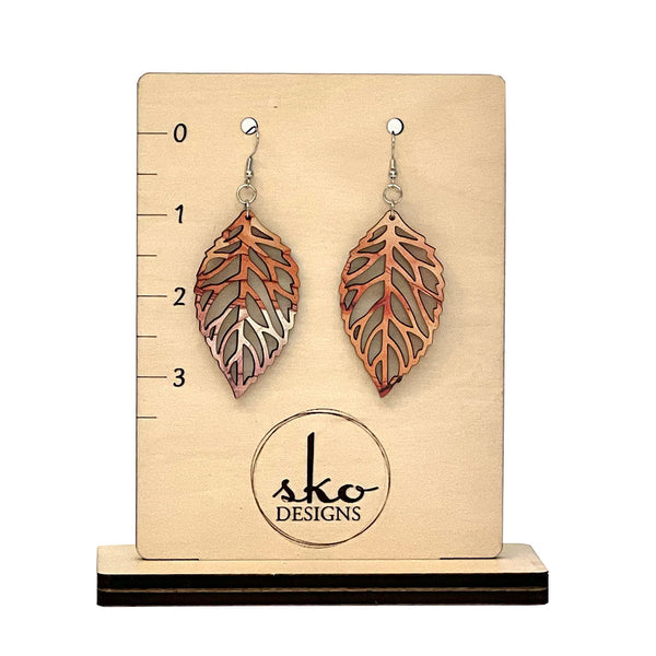 Handcrafted Leaf Earrings - Delicate Fall Pattern | Lightweight Wood Statement Jewelry