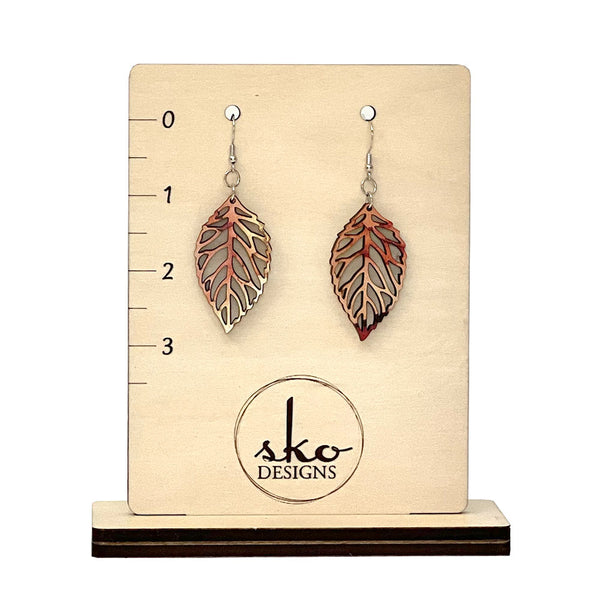 Handcrafted Leaf Earrings - Delicate Fall Pattern | Lightweight Wood Statement Jewelry