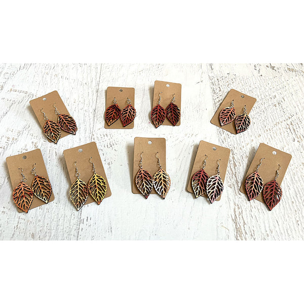 Handcrafted Leaf Earrings - Delicate Fall Pattern | Lightweight Wood Statement Jewelry