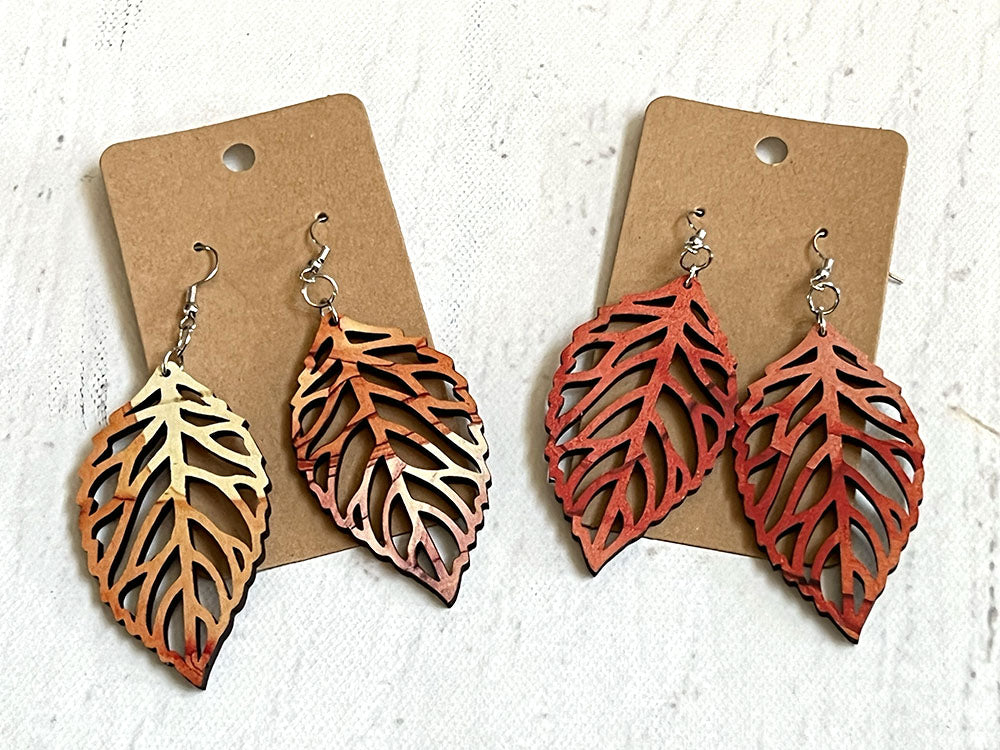 Handcrafted Leaf Earrings - Delicate Fall Pattern | Lightweight Wood Statement Jewelry