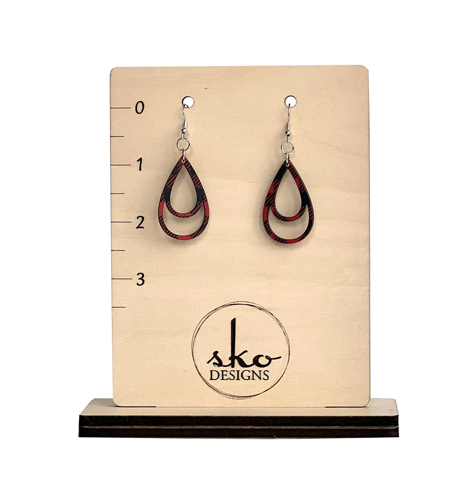 Buffalo Plaid Double Teardrop Earrings - Lightweight Statement Jewelry