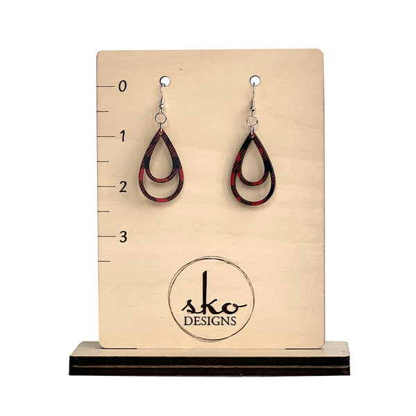 Buffalo Plaid Double Teardrop Earrings - Lightweight Statement Jewelry