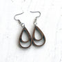 Handcrafted Walnut Wood Double Teardrop Earrings - Lightweight Statement Jewelry