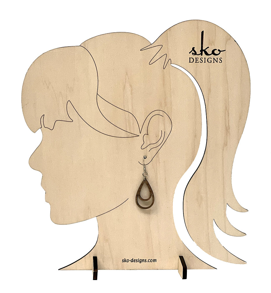 Handcrafted Walnut Wood Double Teardrop Earrings - Lightweight Statement Jewelry