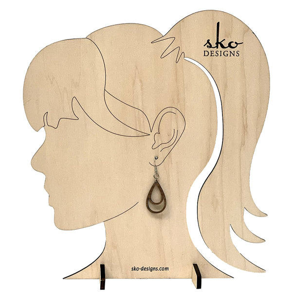 Handcrafted Walnut Wood Double Teardrop Earrings - Lightweight Statement Jewelry