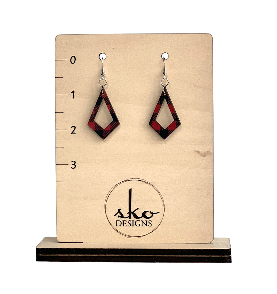 Buffalo Plaid Kite Earrings - Lightweight Handcrafted Statement Jewelry