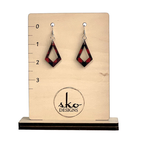 Buffalo Plaid Kite Earrings - Lightweight Handcrafted Statement Jewelry
