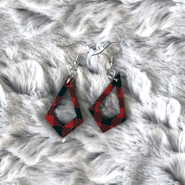 Buffalo Plaid Kite Earrings - Lightweight Handcrafted Statement Jewelry