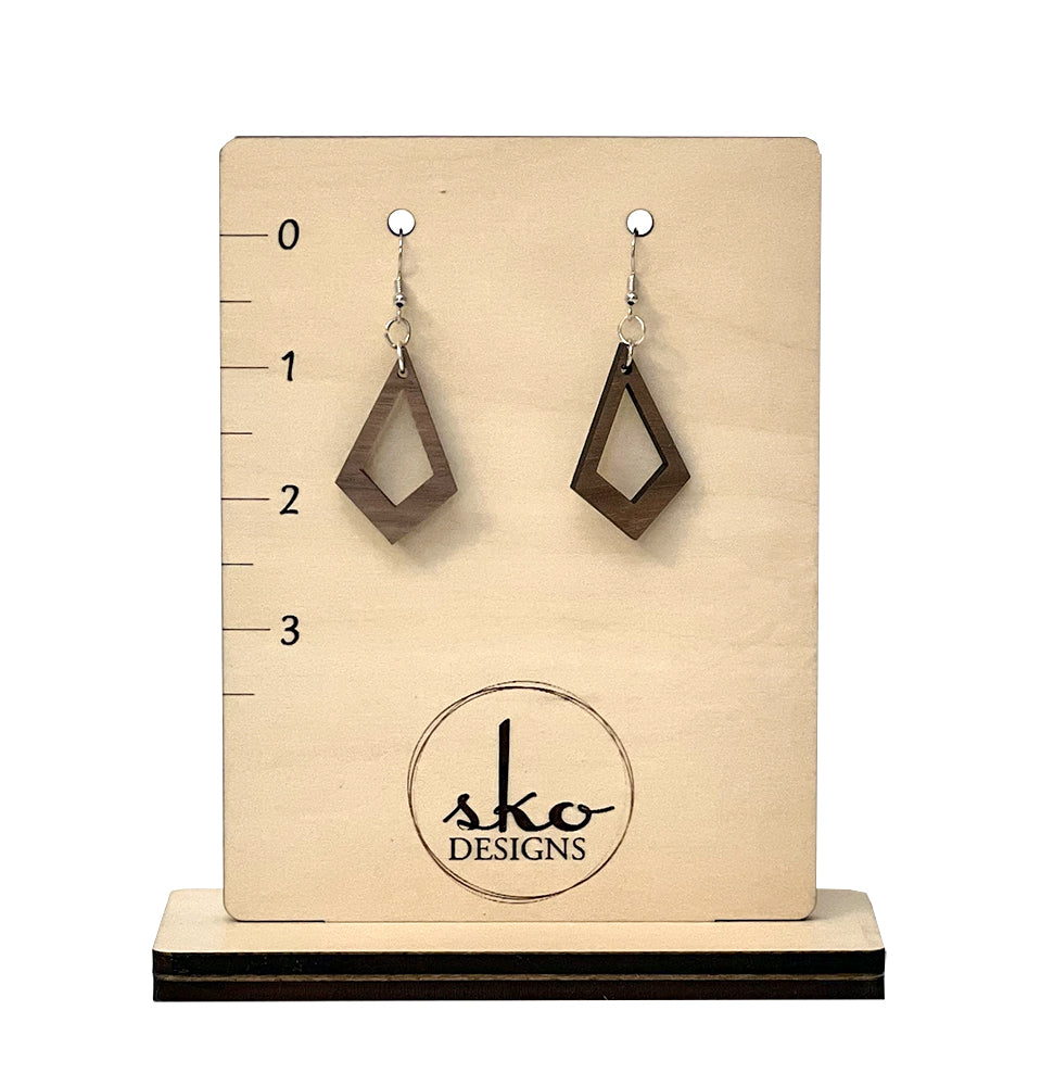 Handcrafted Walnut Kite Earrings - Lightweight Wood Statement Jewelry