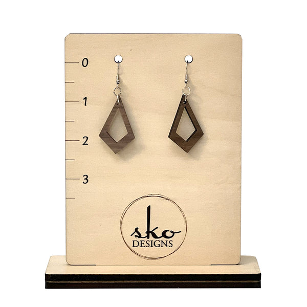 Handcrafted Walnut Kite Earrings - Lightweight Wood Statement Jewelry