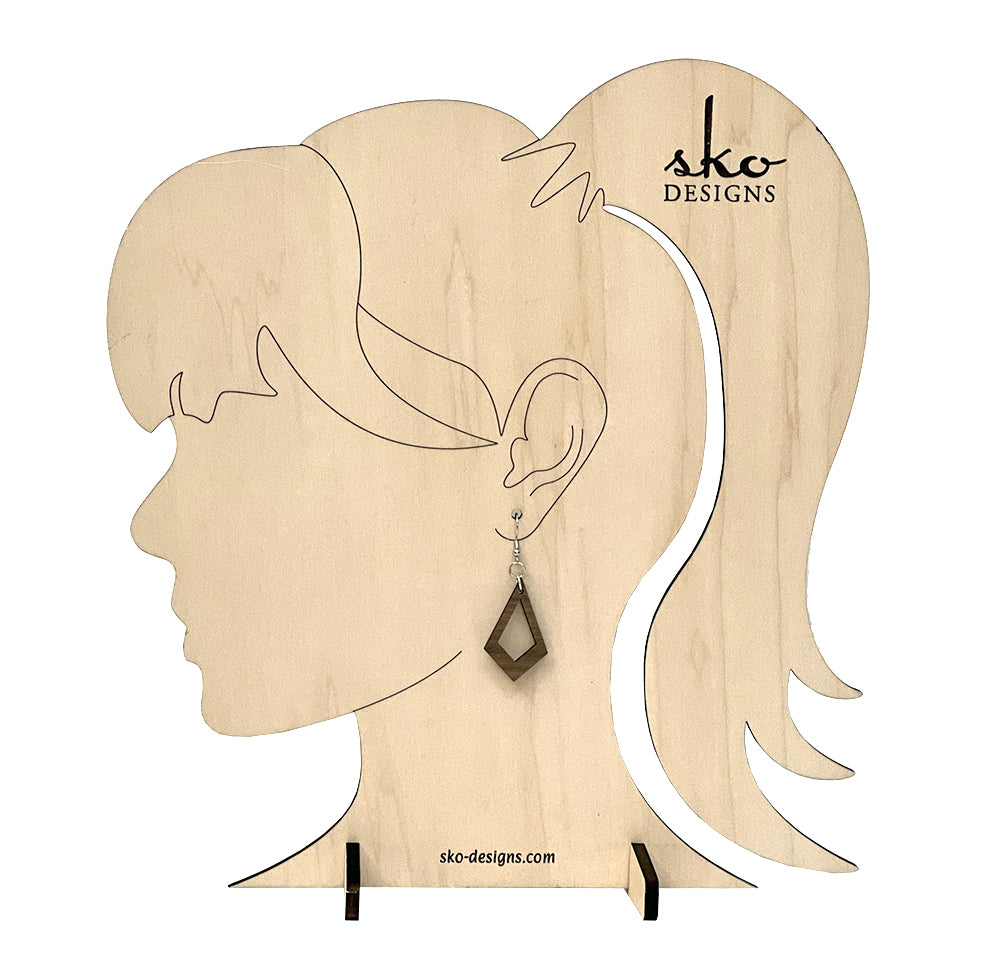 Handcrafted Walnut Kite Earrings - Lightweight Wood Statement Jewelry