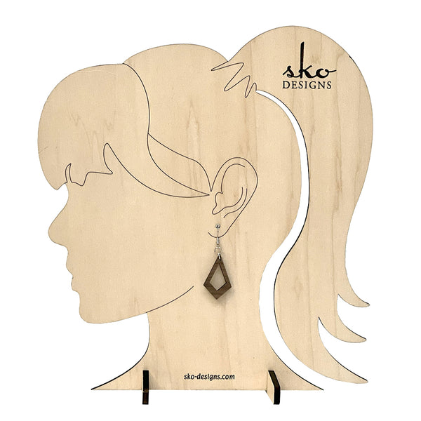 Handcrafted Walnut Kite Earrings - Lightweight Wood Statement Jewelry