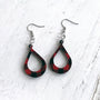 Buffalo Plaid Teardrop Earrings - Lightweight Laser Cut Wood Statement Jewelry