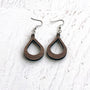Handcrafted Walnut Wood Open Teardrop Earrings - Lightweight Statement Jewelry