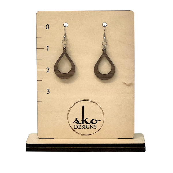 Handcrafted Walnut Wood Open Teardrop Earrings - Lightweight Statement Jewelry