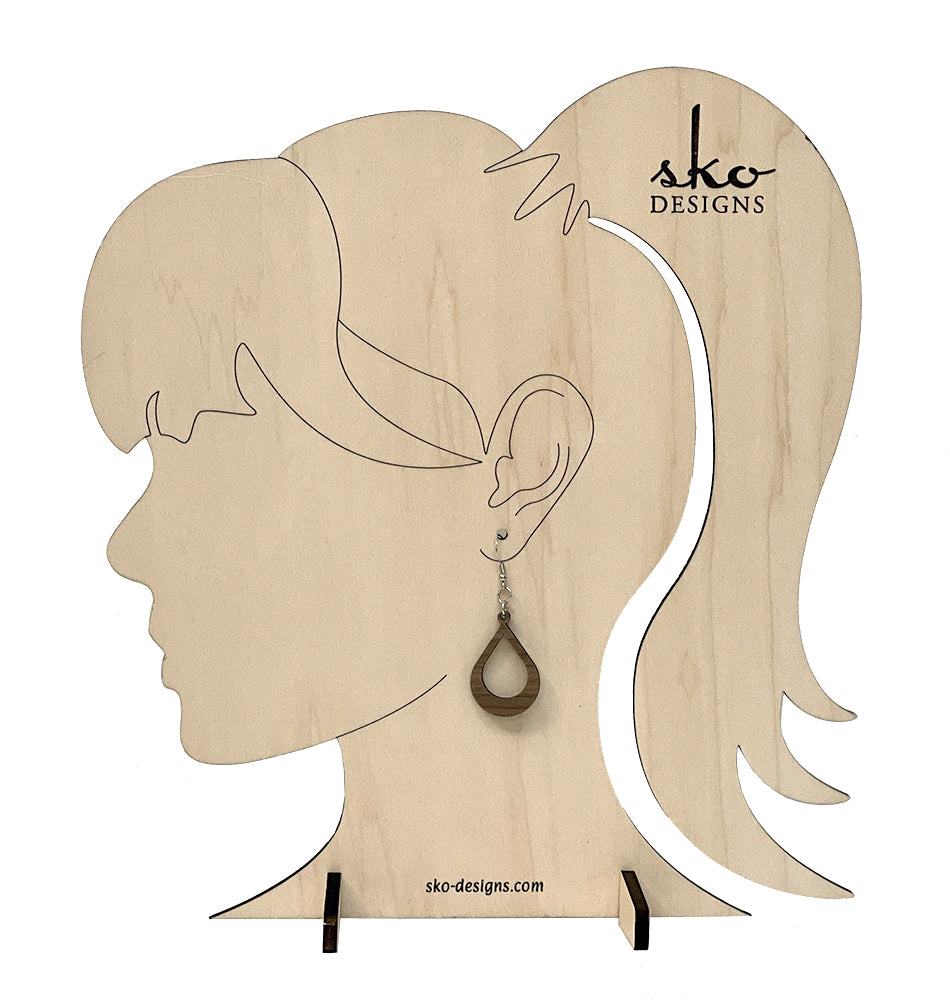 Handcrafted Walnut Wood Open Teardrop Earrings - Lightweight Statement Jewelry