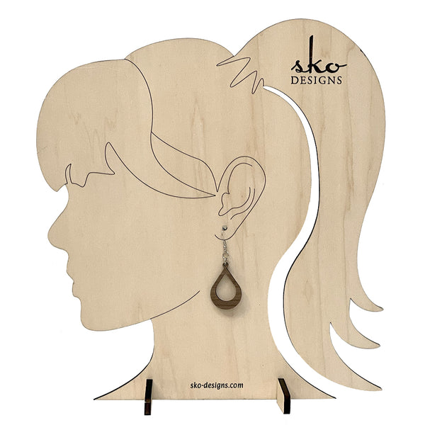 Handcrafted Walnut Wood Open Teardrop Earrings - Lightweight Statement Jewelry
