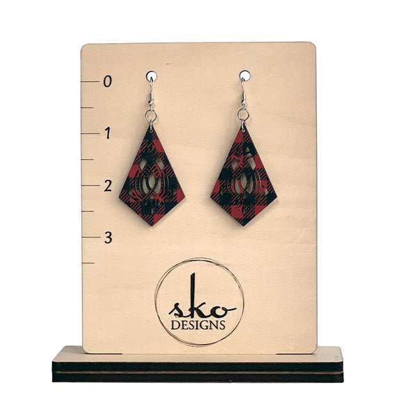 Buffalo Plaid Kite Earrings - Lightweight Laser Cut Statement Jewelry