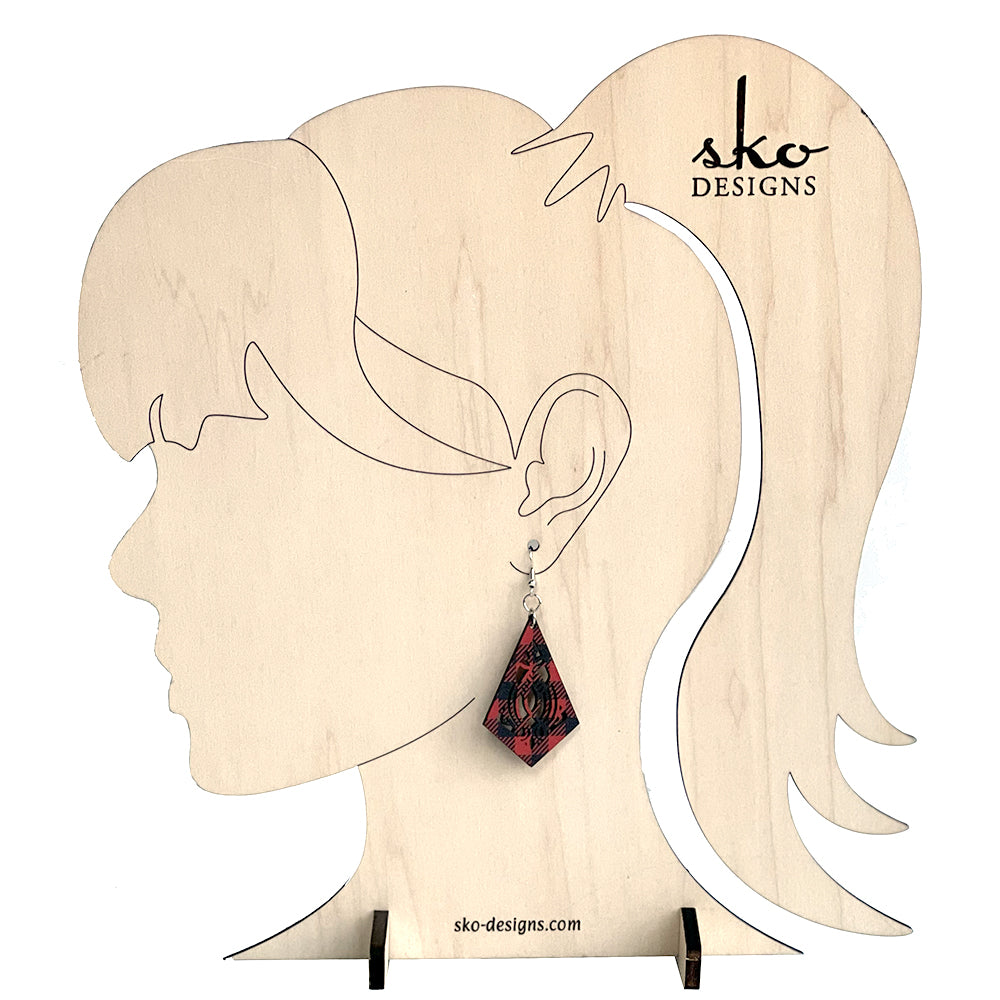 Buffalo Plaid Kite Earrings - Lightweight Laser Cut Statement Jewelry