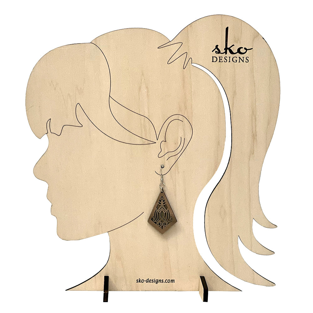 Handcrafted Walnut Kite Earrings - Lightweight Geometric Wood Jewelry
