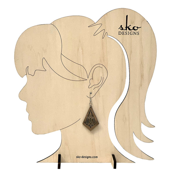 Handcrafted Walnut Kite Earrings - Lightweight Geometric Wood Jewelry