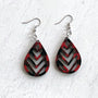 Buffalo Plaid Teardrop Chevron Earrings - Lightweight Laser Cut Wood Jewelry