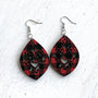 Buffalo Plaid Pointed Oval Earrings - Lightweight Laser Cut Statement Jewelry