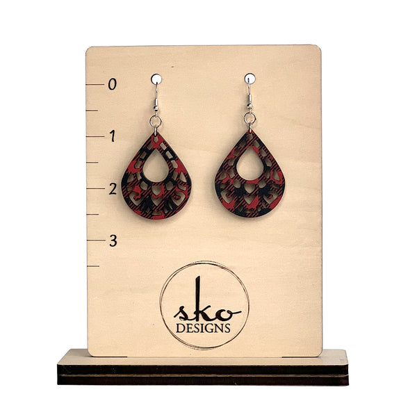Buffalo Plaid Teardrop Earrings - Lightweight Laser Cut Design