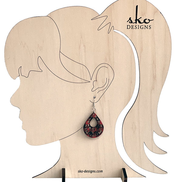 Buffalo Plaid Teardrop Earrings - Lightweight Laser Cut Design