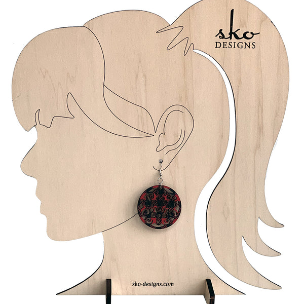 Buffalo Plaid Round Earrings - Lightweight Laser Cut Design Jewelry