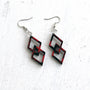 Buffalo Plaid Double Diamond Earrings - Lightweight Laser Cut Wood Jewelry