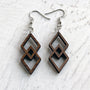 Double Diamond Walnut Wood Earrings - Lightweight Statement Jewelry