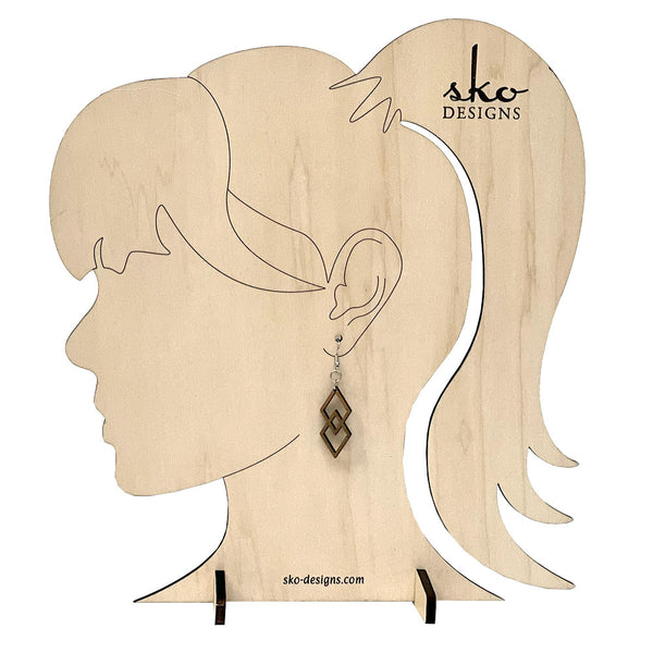 Double Diamond Walnut Wood Earrings - Lightweight Statement Jewelry