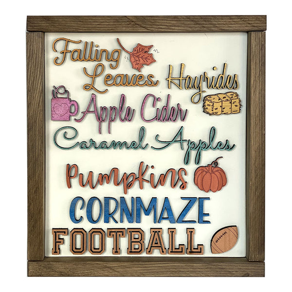 Handcrafted Fall Word Collage Wood Sign - Rustic Autumn Home Decor