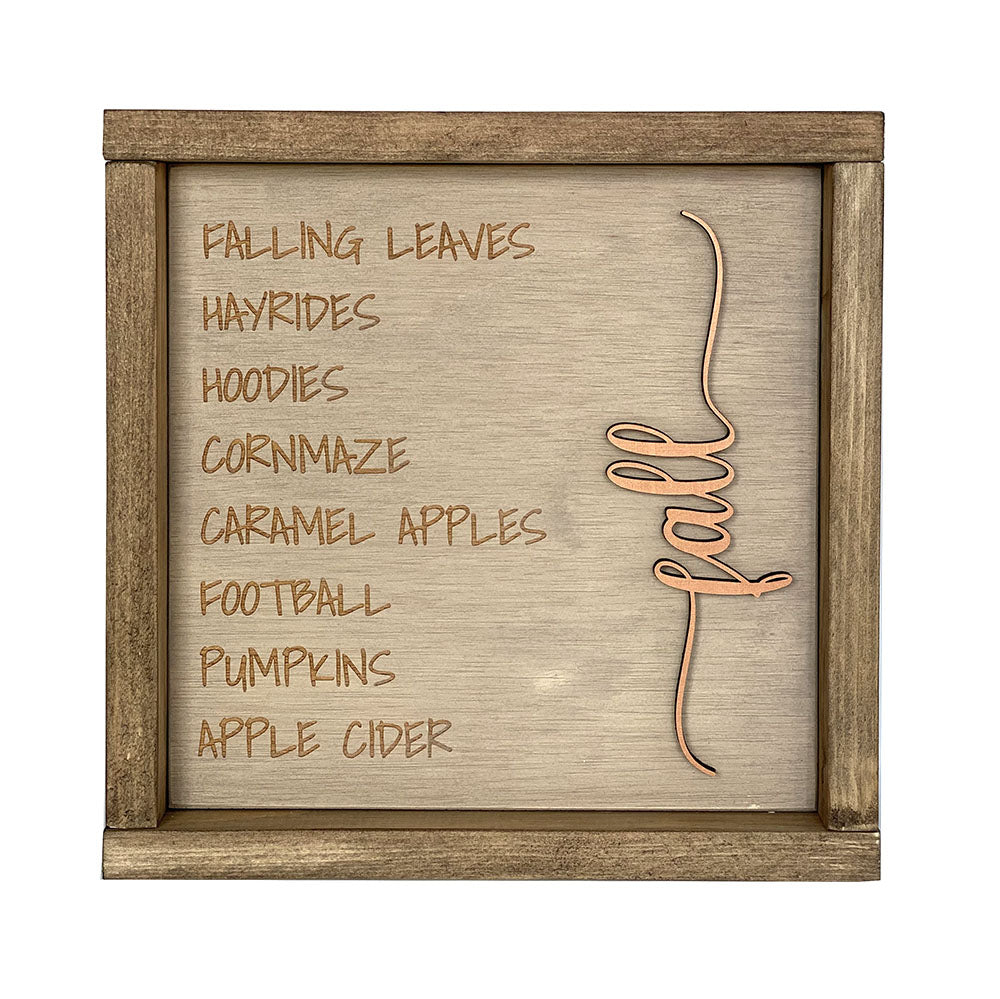 Handcrafted Fall Word Collage Wood Sign - Rustic Autumn Home Decor