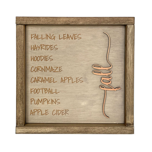 Handcrafted Fall Word Collage Wood Sign - Rustic Autumn Home Decor