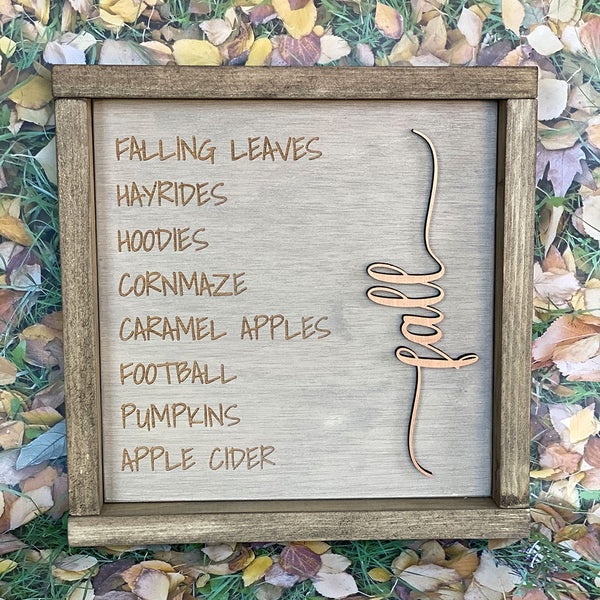 Handcrafted Fall Word Collage Wood Sign - Rustic Autumn Home Decor