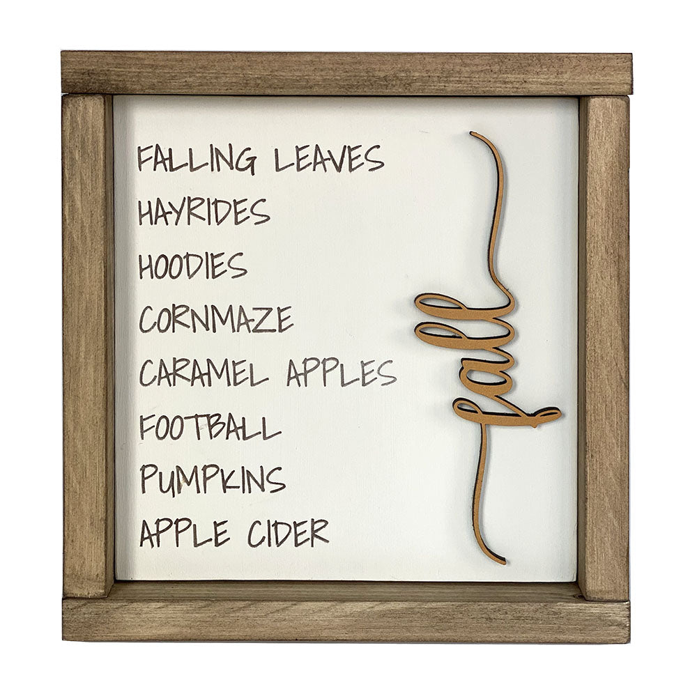 Handcrafted Fall Word Collage Wood Sign - Ivory & Gold Autumn Decor