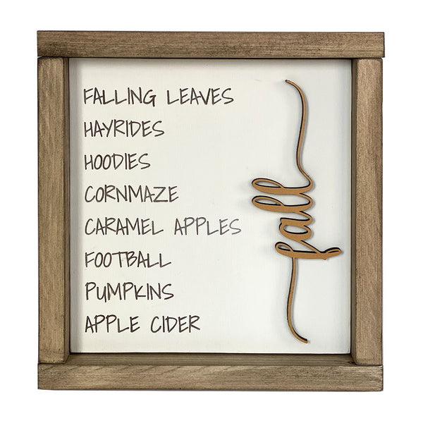 Handcrafted Fall Word Collage Wood Sign - Ivory & Gold Autumn Decor