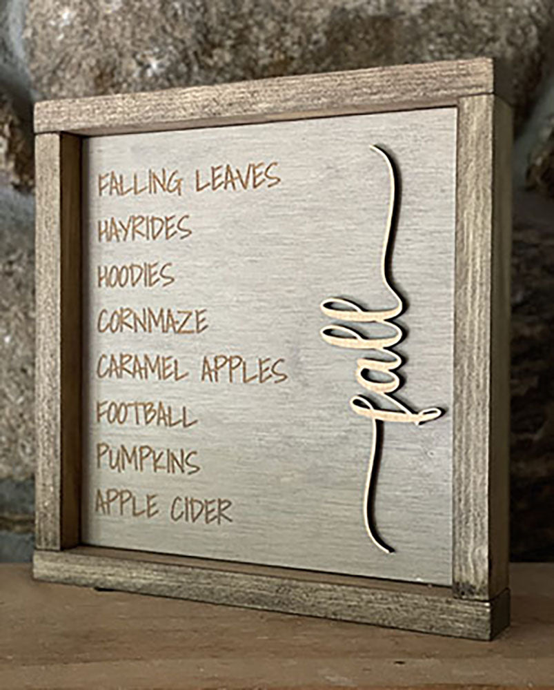 Handcrafted Fall Word Collage Wood Sign - Rustic Autumn Home Decor