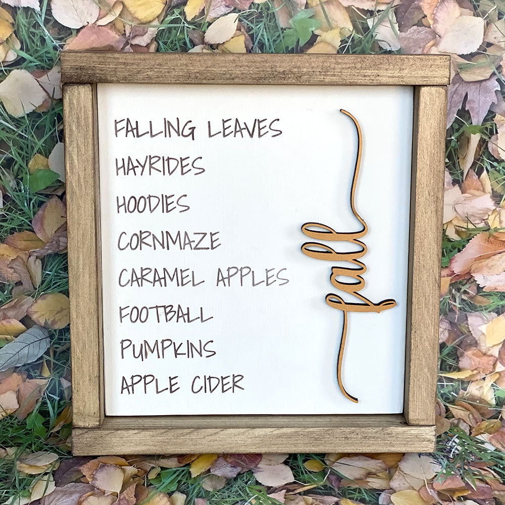 Handcrafted Fall Word Collage Wood Sign - Ivory & Gold Autumn Decor