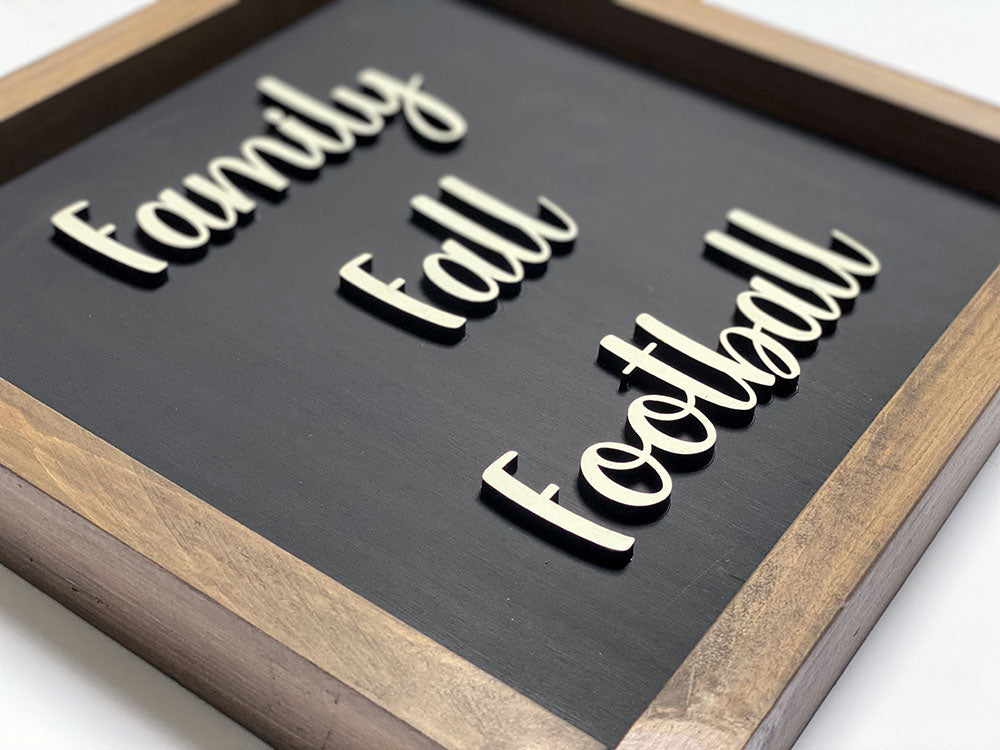 Handcrafted Family Fall Football Wood Sign - Rustic Home Decor