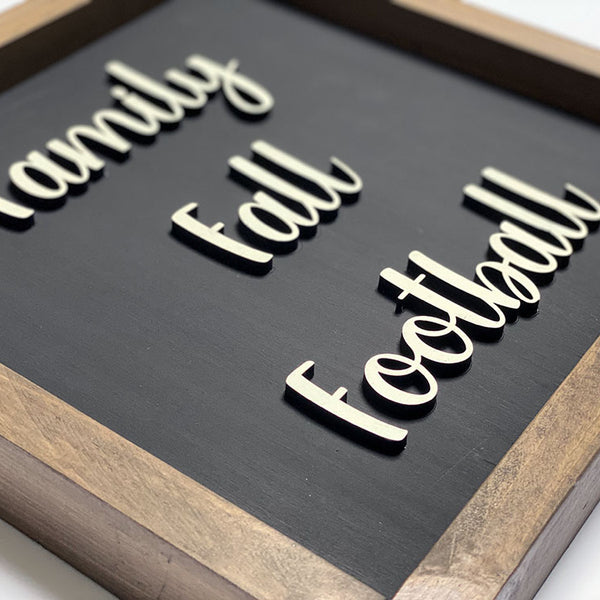 Handcrafted Family Fall Football Wood Sign - Rustic Home Decor