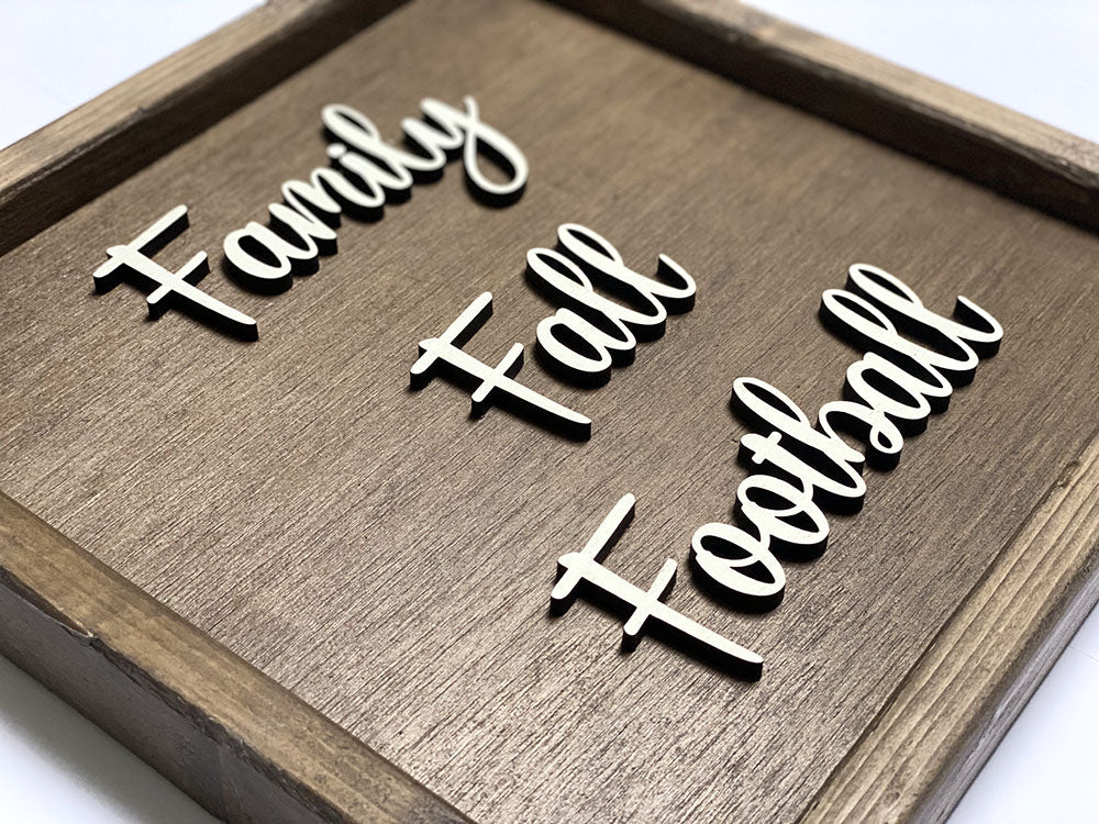 Handcrafted Family Fall Football Wood Sign - Rustic Home Decor