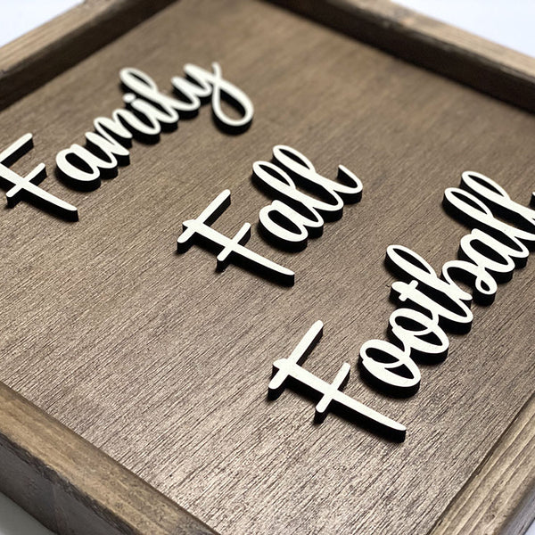 Handcrafted Family Fall Football Wood Sign - Rustic Home Decor