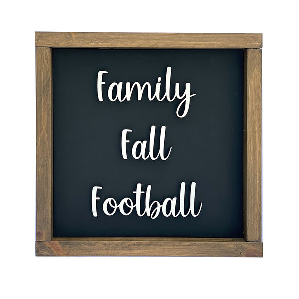 Handcrafted Family Fall Football Wood Sign - Rustic Home Decor